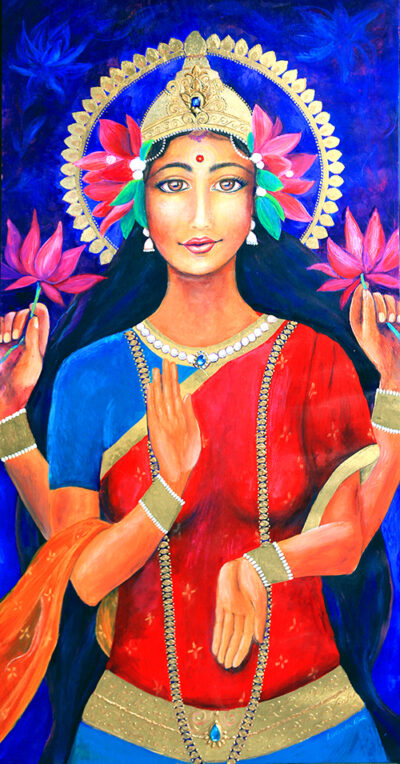 Goddess Lakshmi, Original Painting by Lucinda Rae, 24″ x 48″