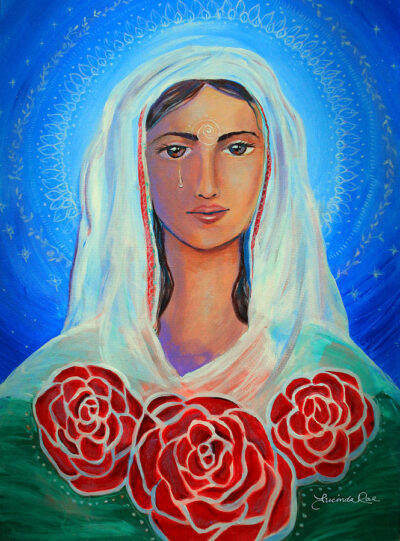 {SOLD} Tears of the Mystical Magdalene (Mariamne), Original Painting by Lucinda Rae, 24″ x 36″